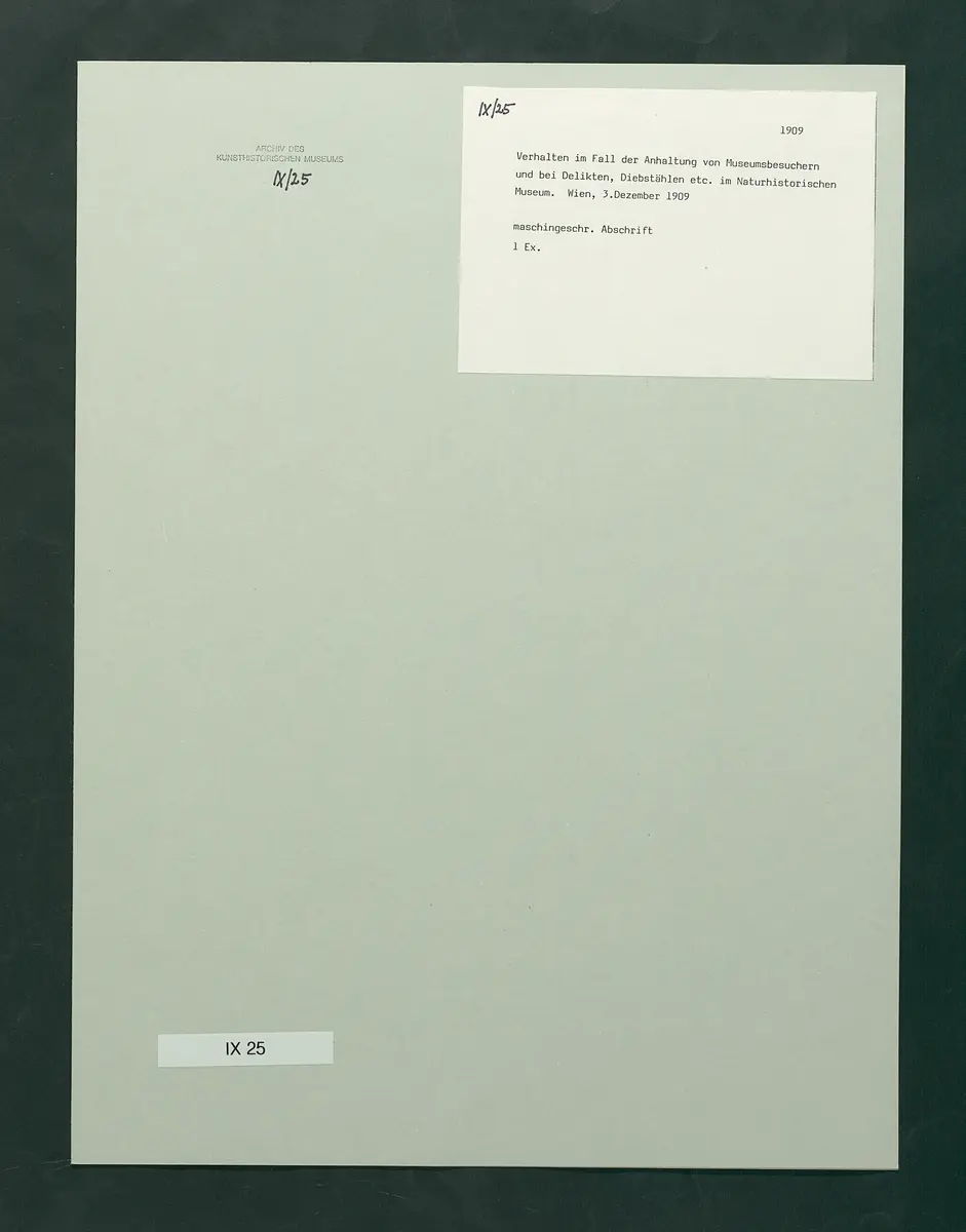Verhalten bei Delikten und Ordnungswidrigkeiten im Naturhistorischen Museum (Abschrift)