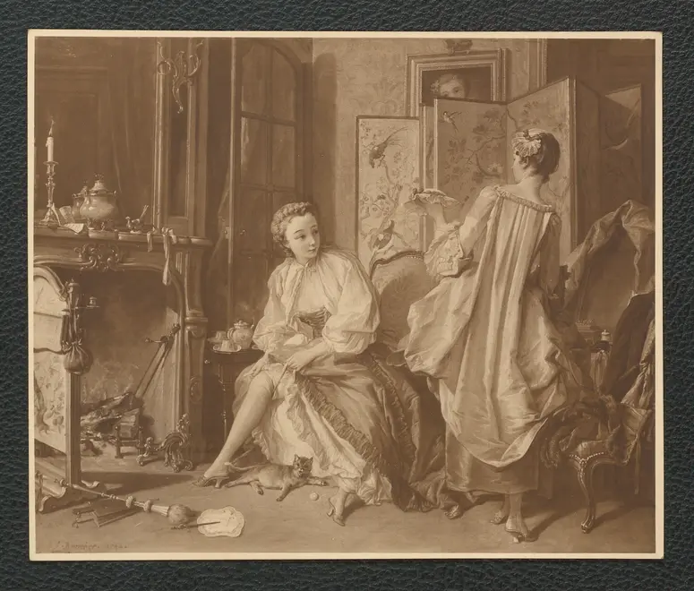Boucher: Toiletteszene eines jungen Mädchens. Öl - Leinwand, 52 x 62,5 cm