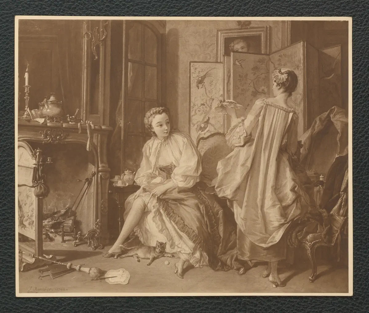 Boucher: Toiletteszene eines jungen Mädchens. Öl - Leinwand, 52 x 62,5 cm