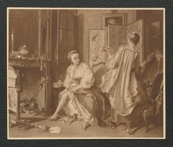 Boucher: Toiletteszene eines jungen Mädchens. Öl - Leinwand, 52 x 62,5 cm