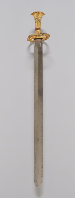 Landsknechtsschwert (sog. Katzbalger) mit Scheide für acht Messer und einen Pfriem