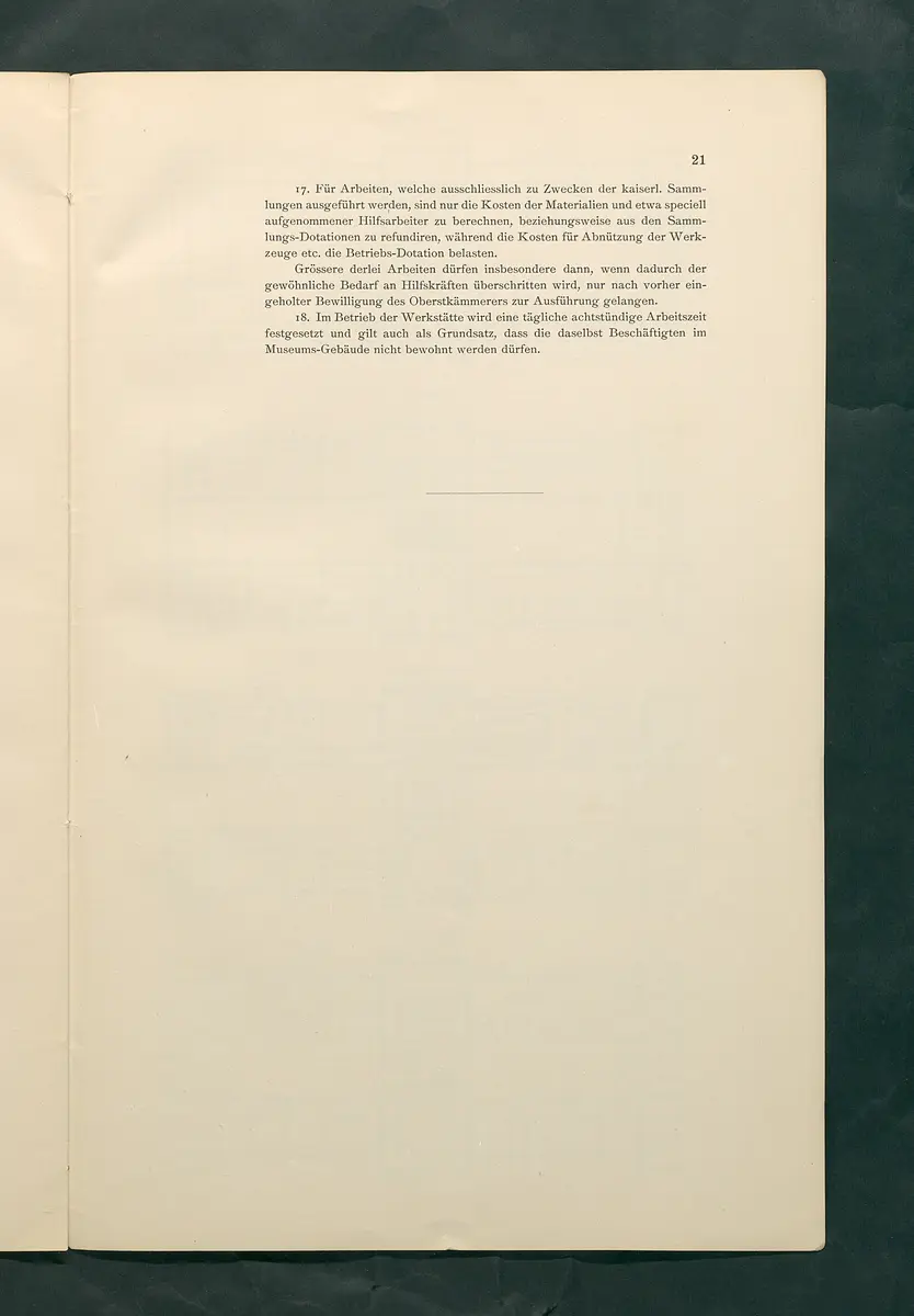 Bestimmungen für den Dienstbetrieb in den kunsthistorischen Sammlungen des Allerhöchsten Kaiserhauses