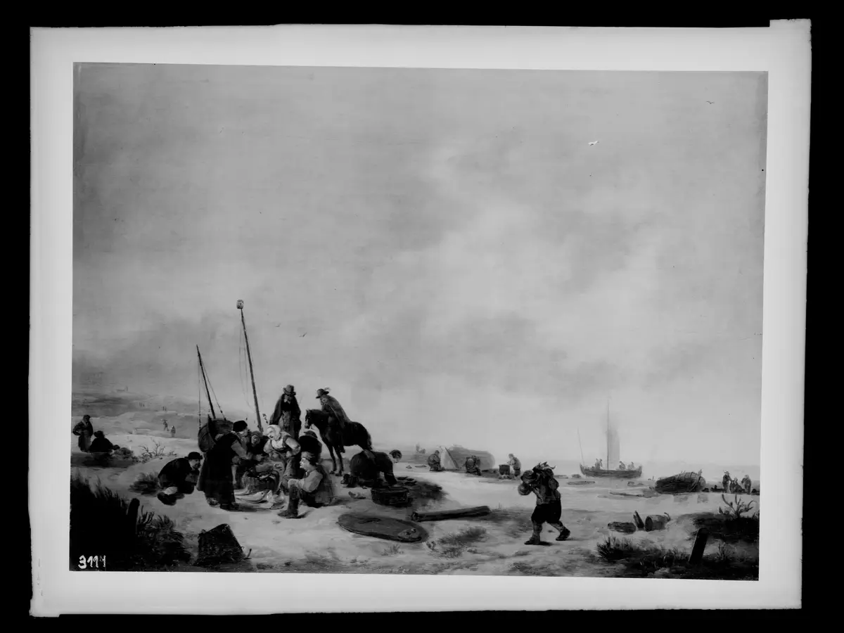 Meeresstrand mit Fischern