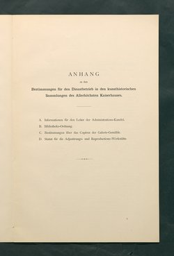 Bestimmungen für den Dienstbetrieb in den kunsthistorischen Sammlungen des Allerhöchsten Kaiserhauses