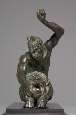 Öllampe (?) in Gestalt eines sitzenden Satyrs mit Maskeron