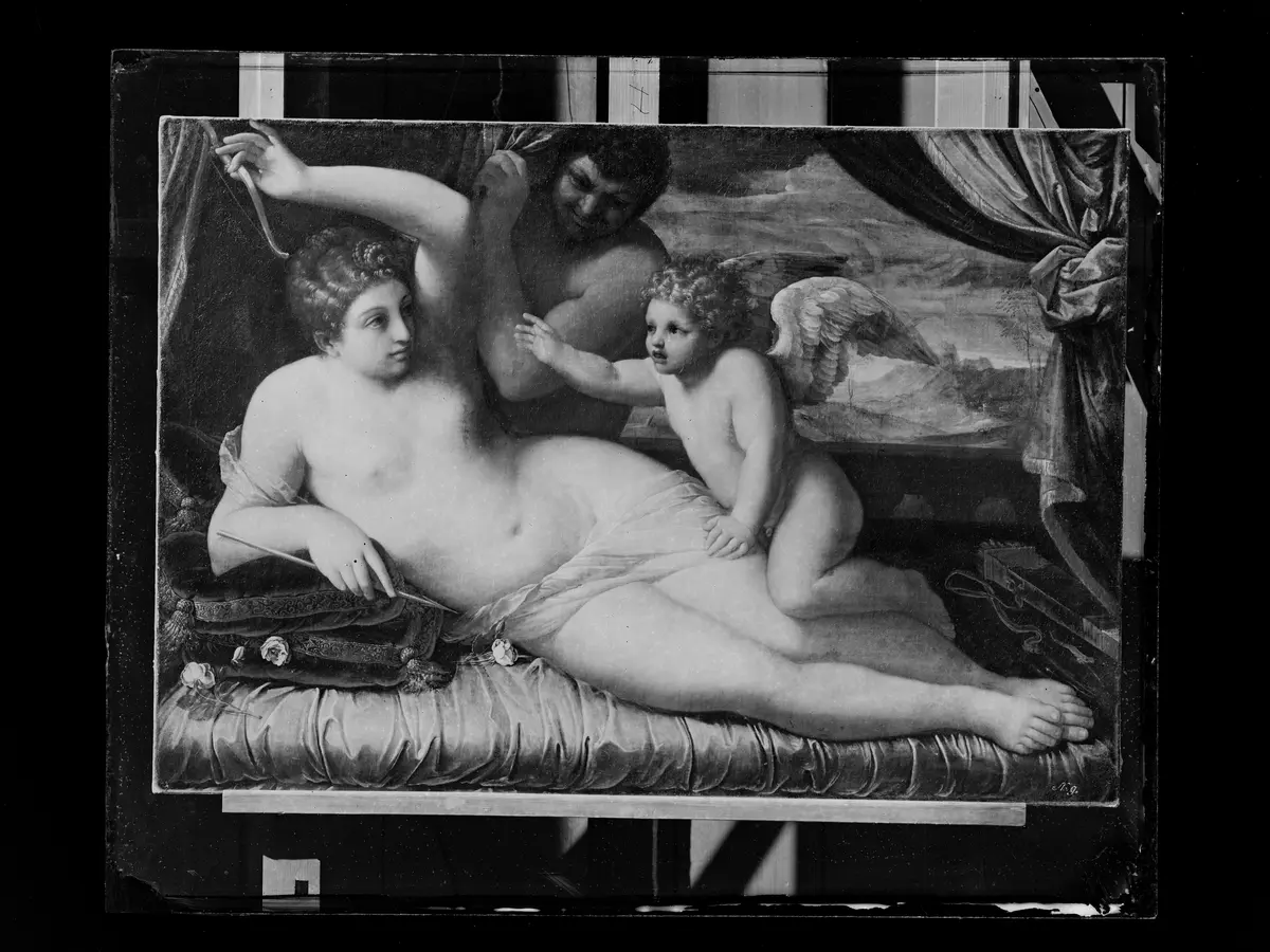 Venus und Amor mit einem Satyr