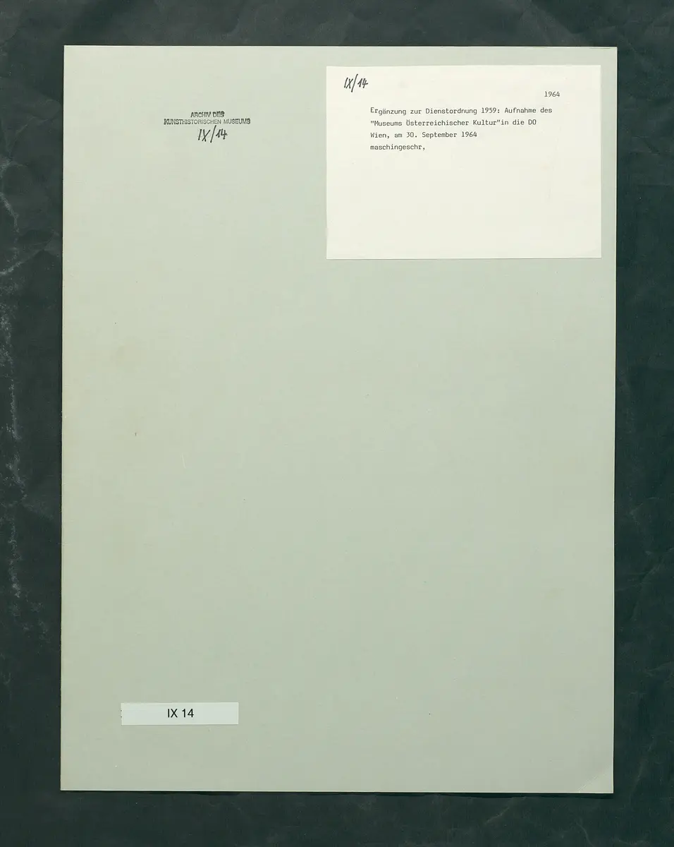 Ergänzung der Dienstordnung (Aufnahme des Museums Österreichischer Kultur)