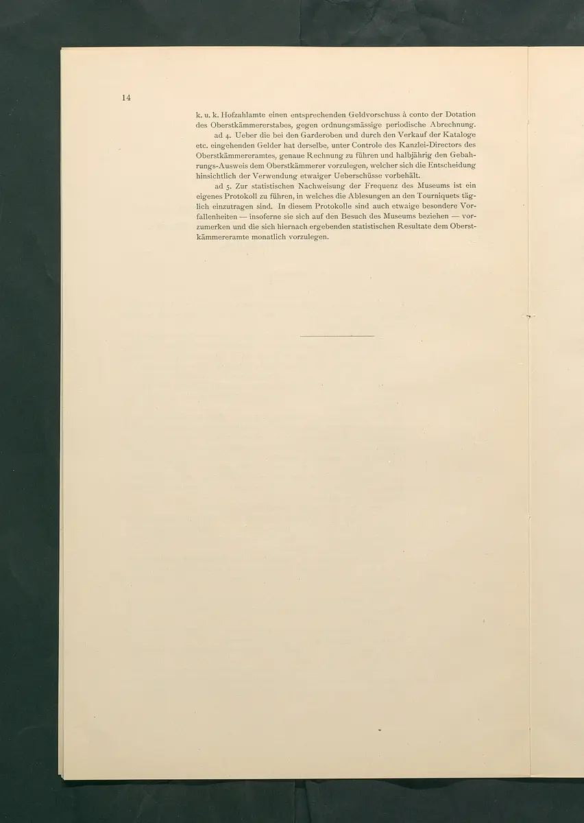 Bestimmungen für den Dienstbetrieb in den kunsthistorischen Sammlungen des Allerhöchsten Kaiserhauses