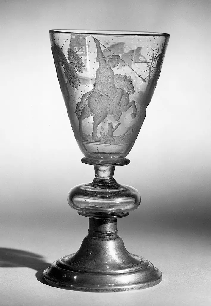 Kelchglas mit Jagdszenen nach Antonio Tempesta