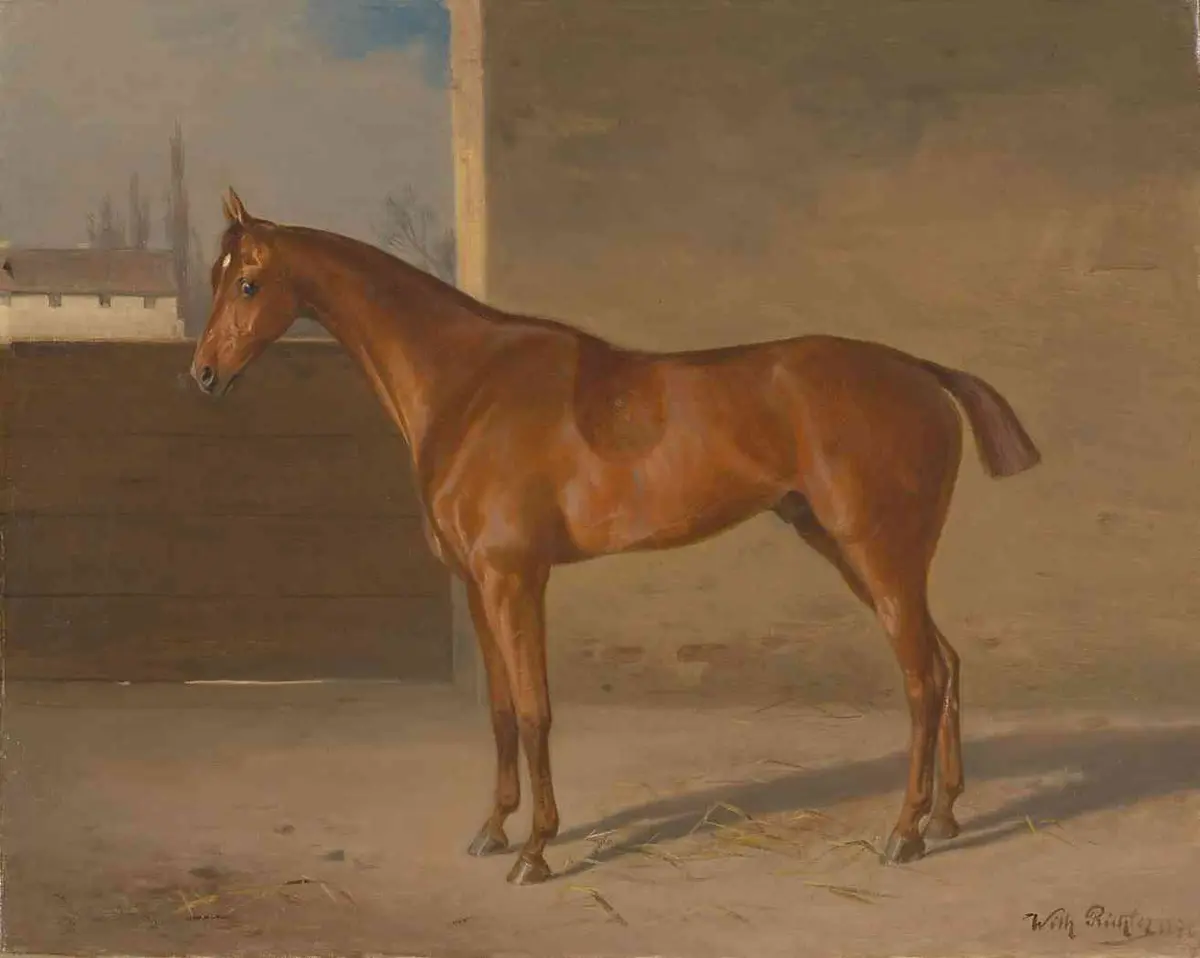 Bildnis eines irländischen Fuchsen (Morristown 1876) der Kaiserin Elisabeth; Öl auf Leinwand, signiert und datiert