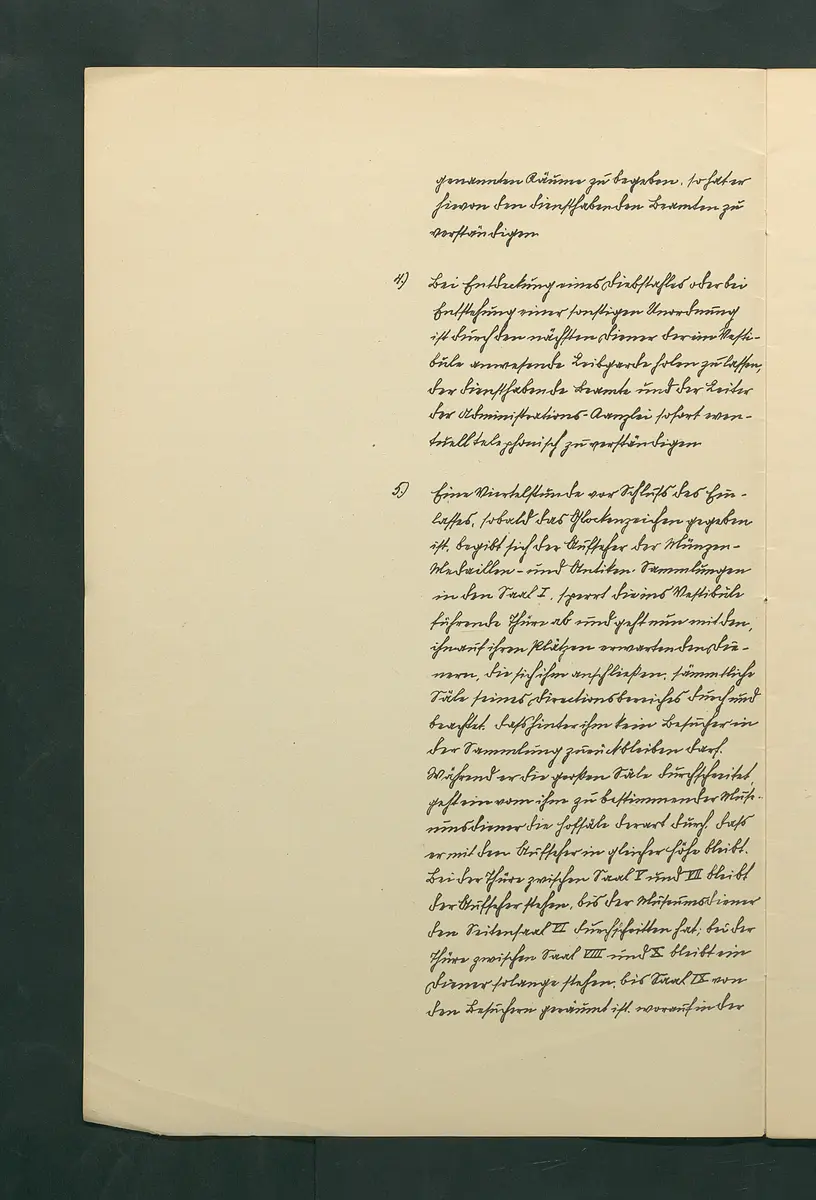 handschriftliche Dienstordnung für Museumsaufseher