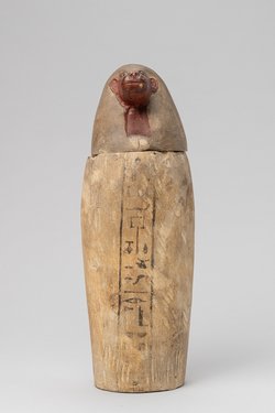 Scheinkanope des Schep-en-djehuti mit Deckel in Form eines Affenkopfes