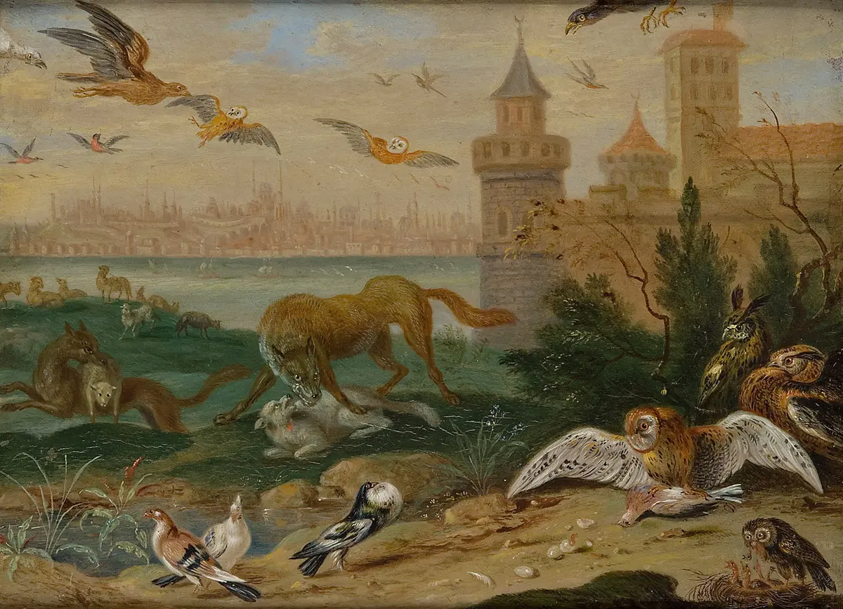 Ansichten aus den vier Weltteilen mit Szenen von Tieren: Konstantinopel