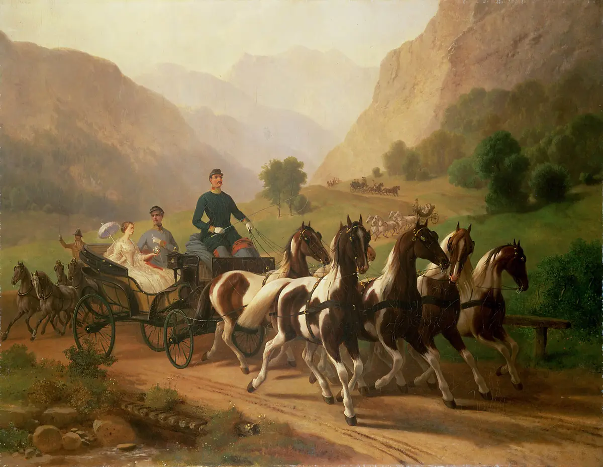 Kaiser Franz Joseph und seine Braut bei einer Ausfahrt in der Umgebung von Ischl