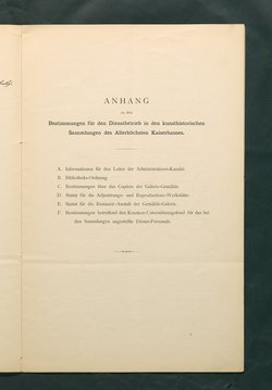 Bestimmungen für den Dienstbetrieb in den kunsthistorischen Sammlungen des Allerhöchsten Kaiserhauses