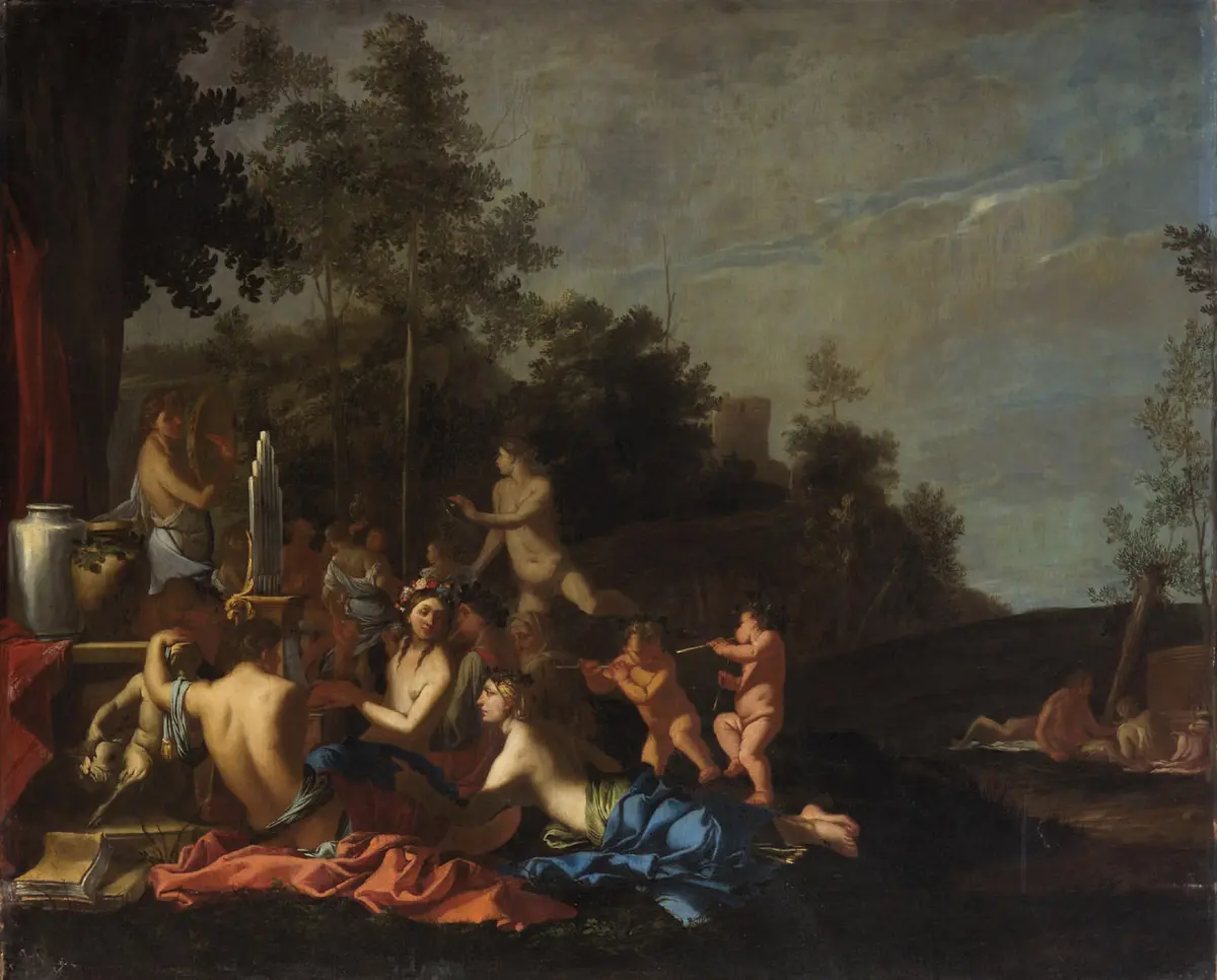 Musizierende Nymphen und Putti