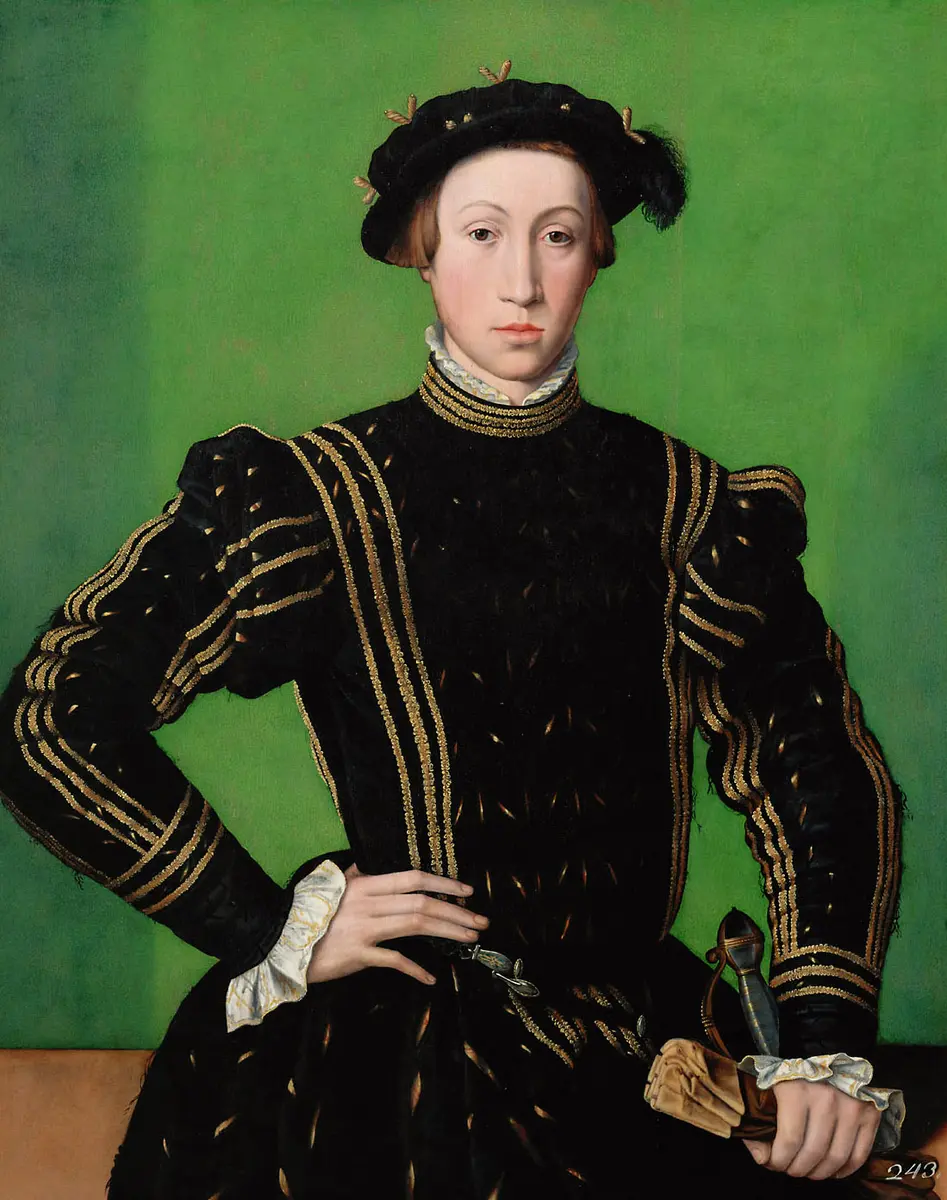 Kaiser Maximilian II. (1527-1576), Bildnis in halber Figur als etwa Siebzehnjähriger