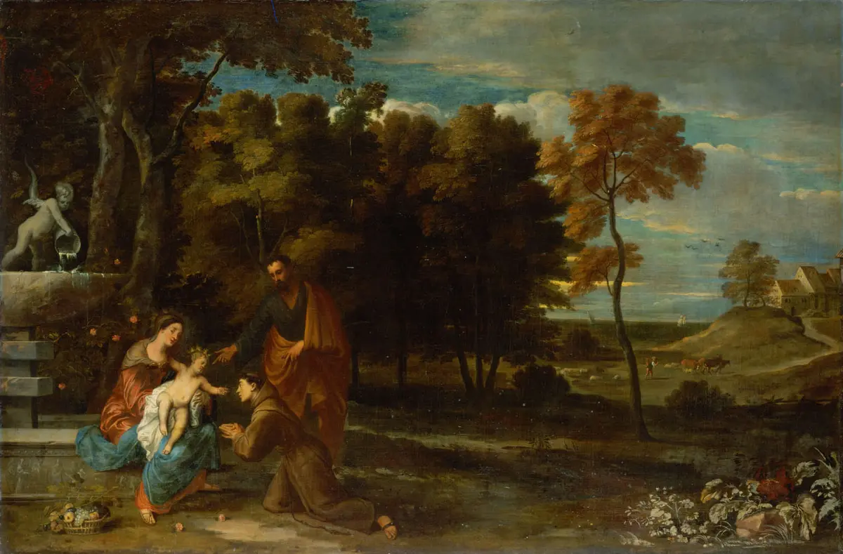 Landschaft mit hl. Familie und hl. Antonius von Padua