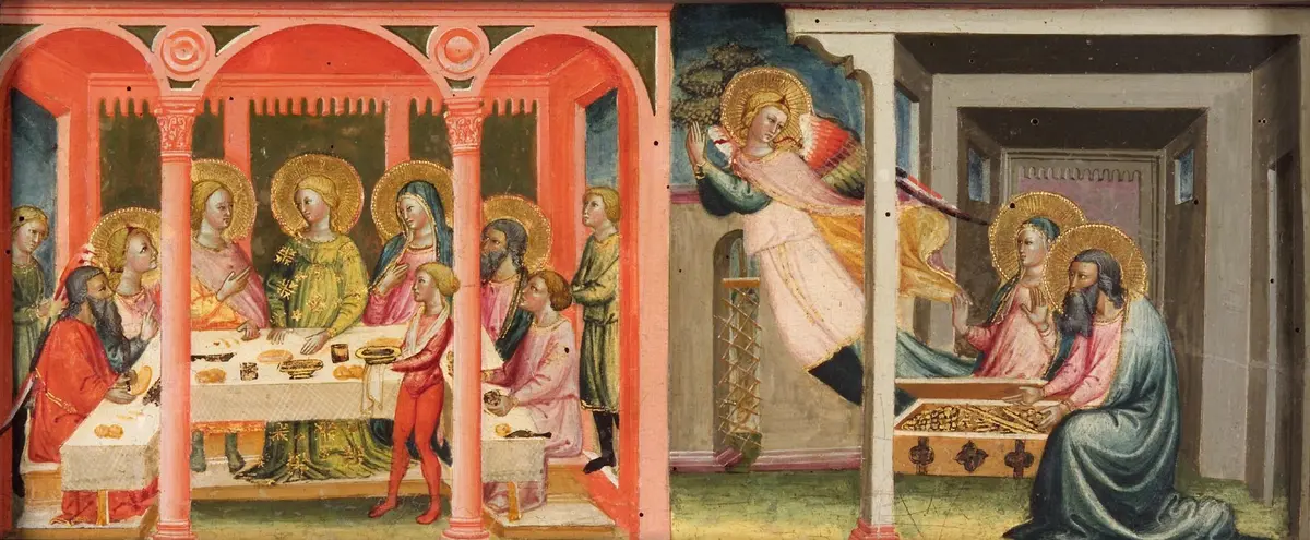 Szenen aus der Geschichte des Tobias (Vermählung Tobias mit Sara; Der Erzengel verläßt Tobit und Anna)