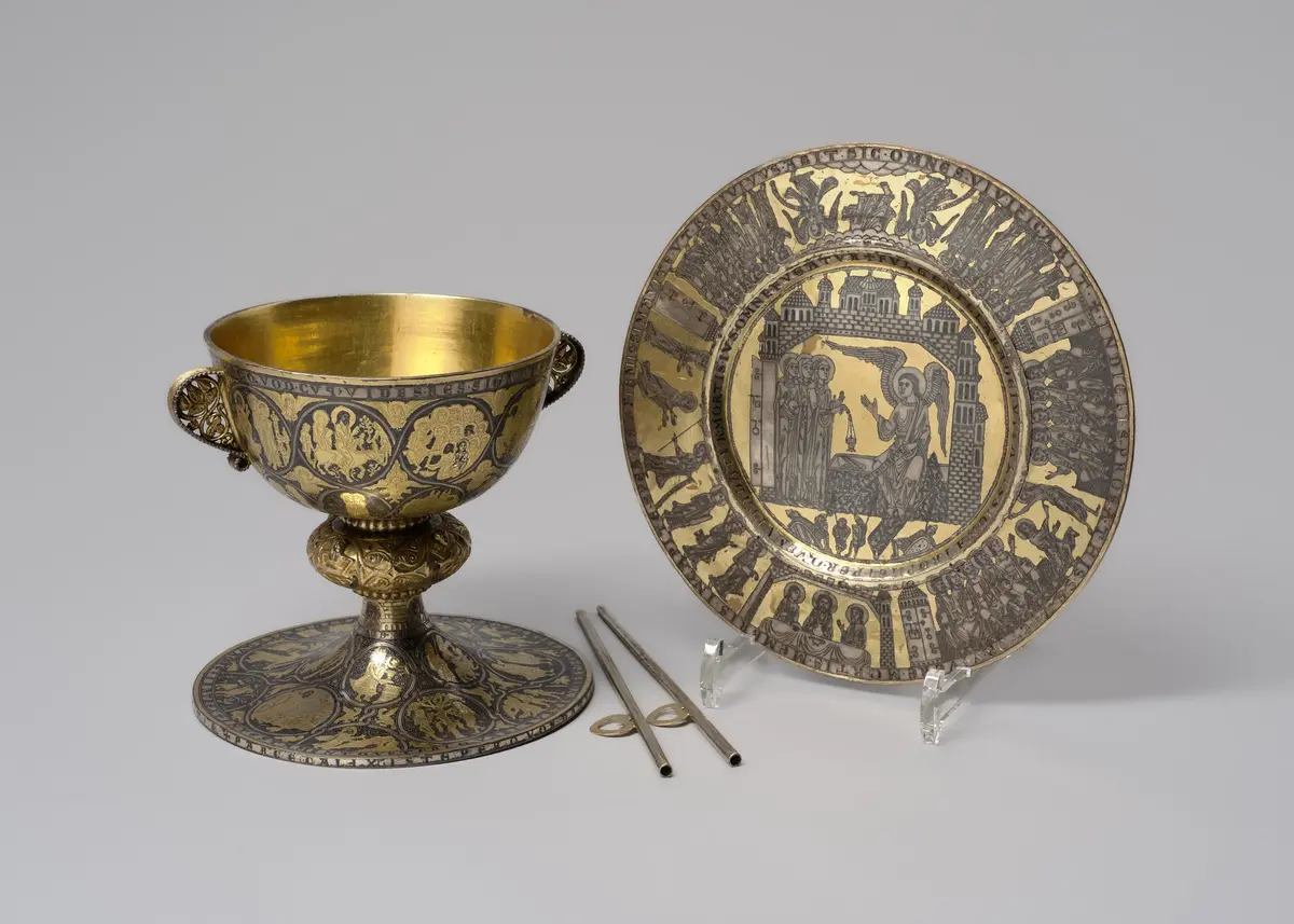Kommunionkelch mit Patene und Saugröhrchen, sogenannter 