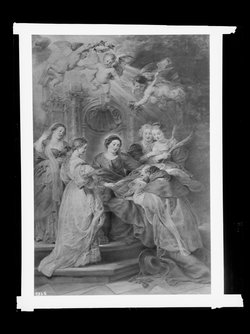 Ildefonso-Altar: Maria erscheint dem Hl. Ildefonso (Mittelteil), Erzherzog Albrecht der VII. (linker Innenflügel) bzw. Infantin Isabella Clara Eugenia (rechter Innenflügel), beide mit ihren Schutzpatronen