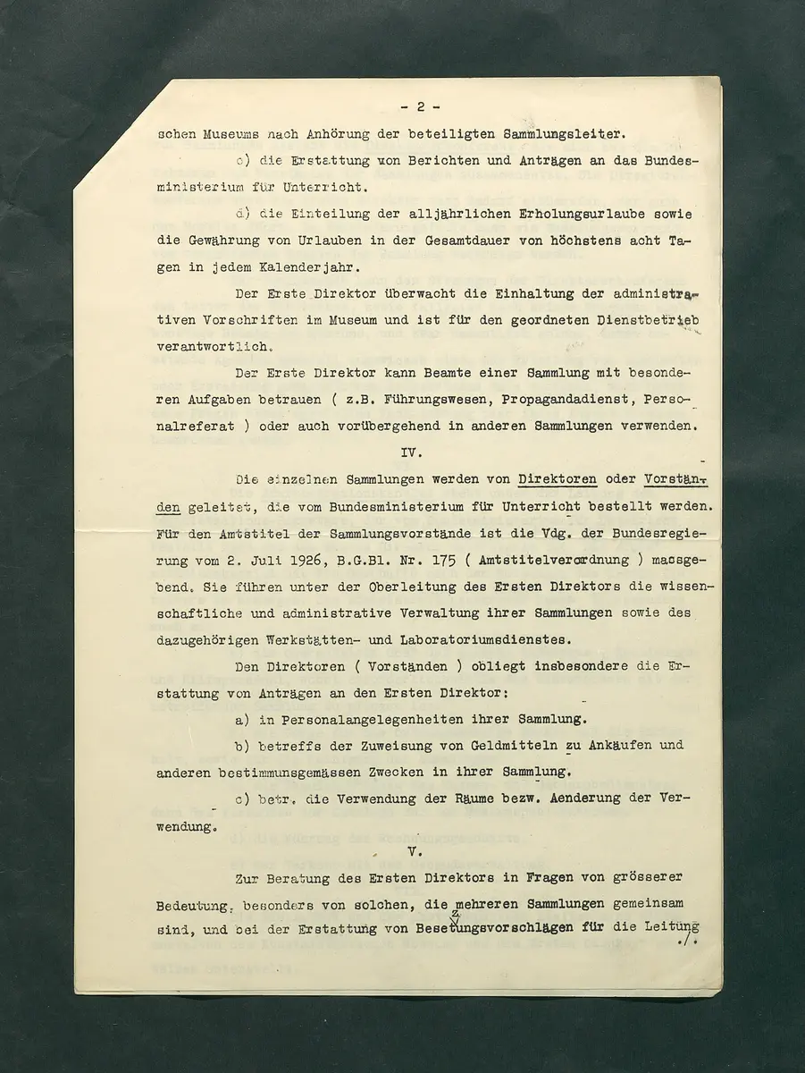 Dienstvorschriften für das Kunsthistorische Museum