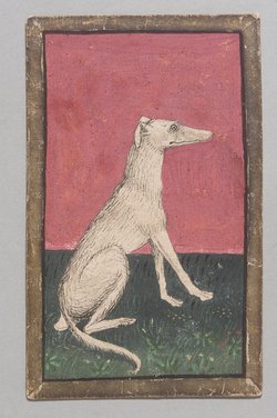 Spielkarte Jagdhunde As (Eins) aus dem "Ambraser Hofjagdspiel"