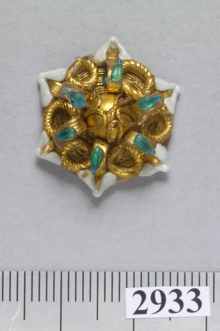 sechsstrahliger sternförmiger Knopf aus Glas