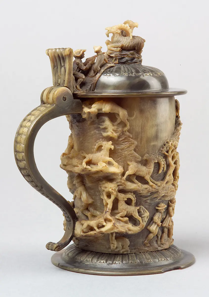 Deckelkrug, Krug, Becher, Hornbecher