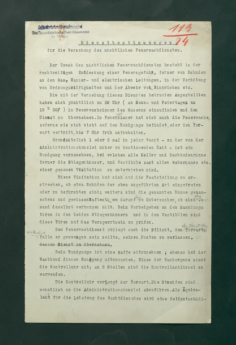 Dienstbestimmungen für den nächtlichen Feuerwachdienst