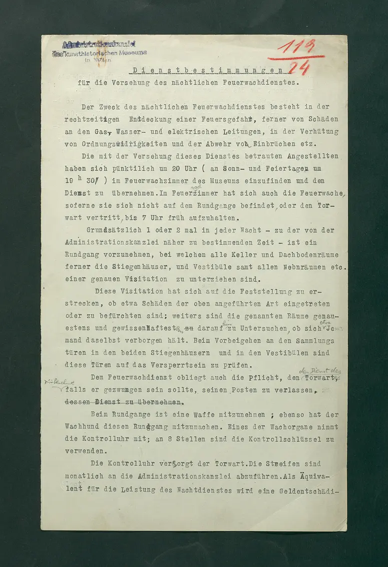 Dienstbestimmungen für den nächtlichen Feuerwachdienst