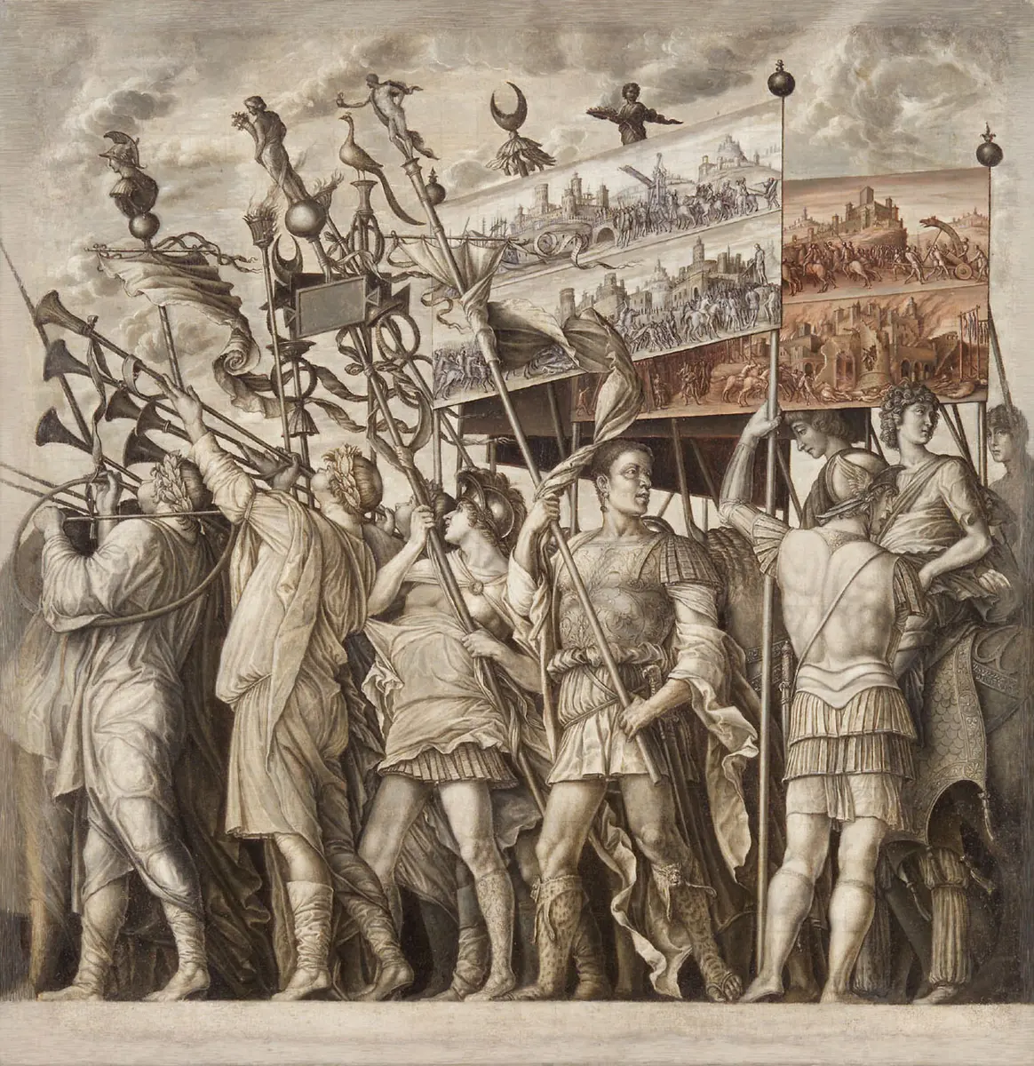 Triumphzug Cäsars: Tubabläser und Bannerträger