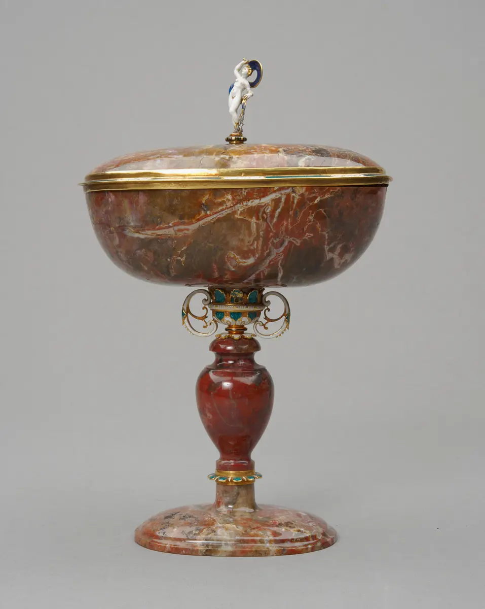 Deckelschale mit Fortuna