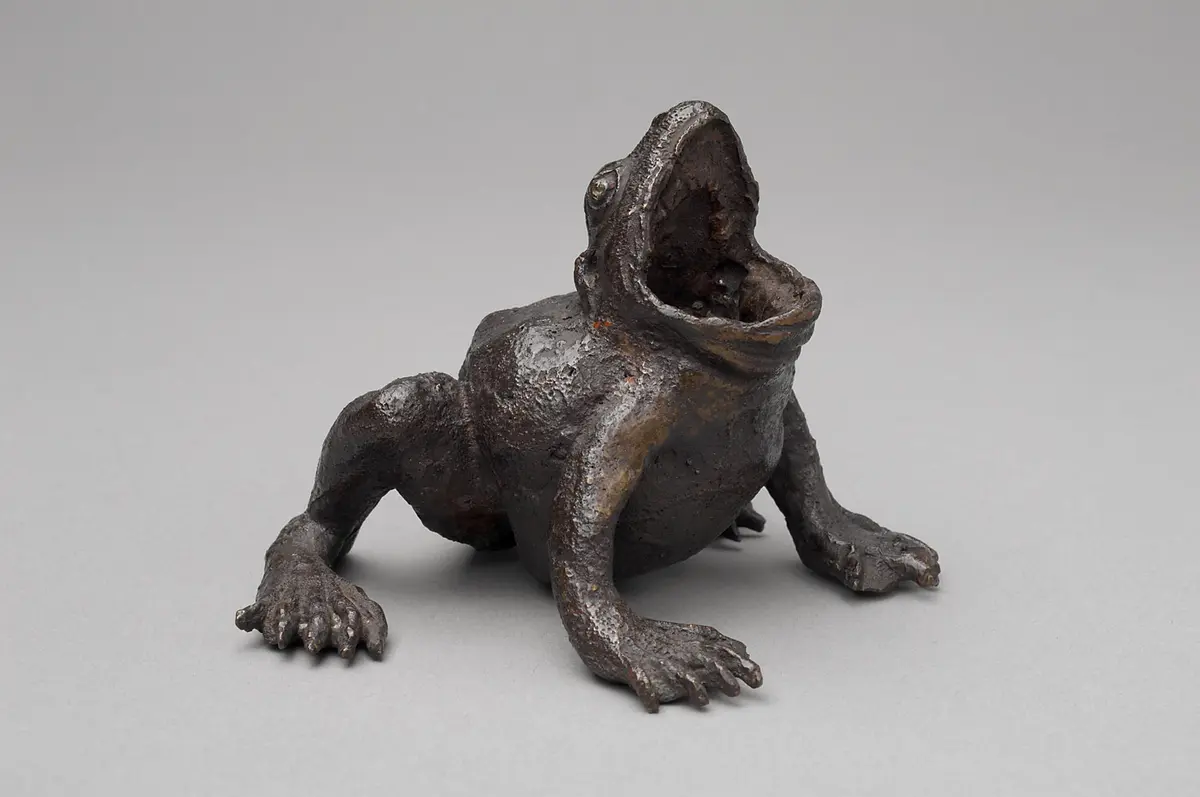 Statuette, Kleinbronze, Bronze, Frosch