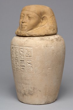 Kanope der Tjes-bastet-peret mit Deckel in Form eines Menschenkopfes