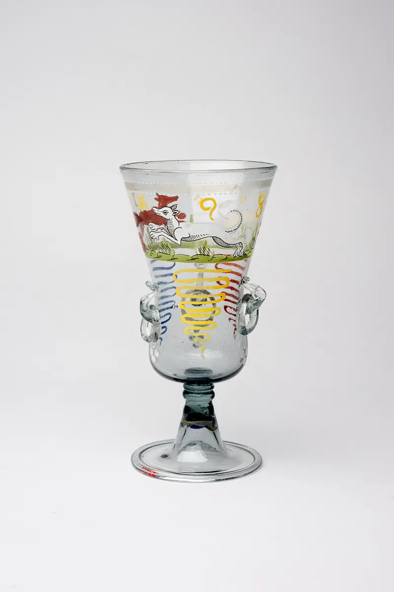 Fußbecher mit Fuchsjagd