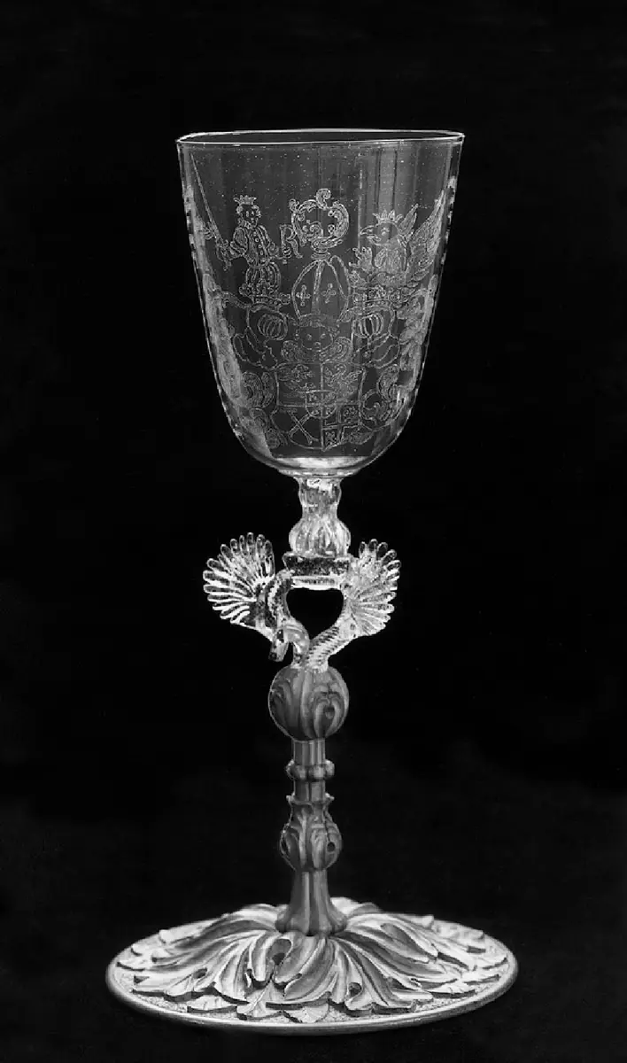 Adlerglas mit Wappen des Fürstabtes Reding von Einsiedeln