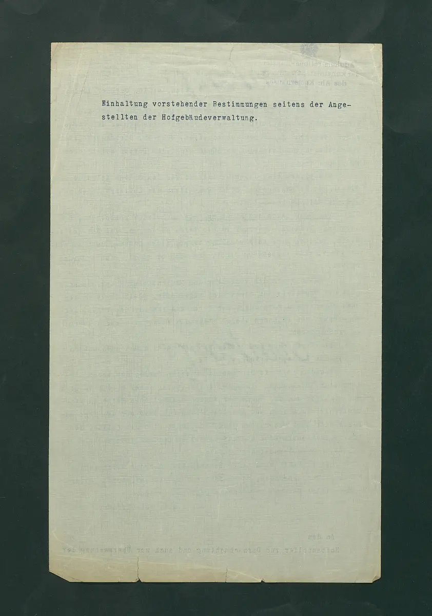 Grußordnung für Bedienstete des Museums (Abschrift)