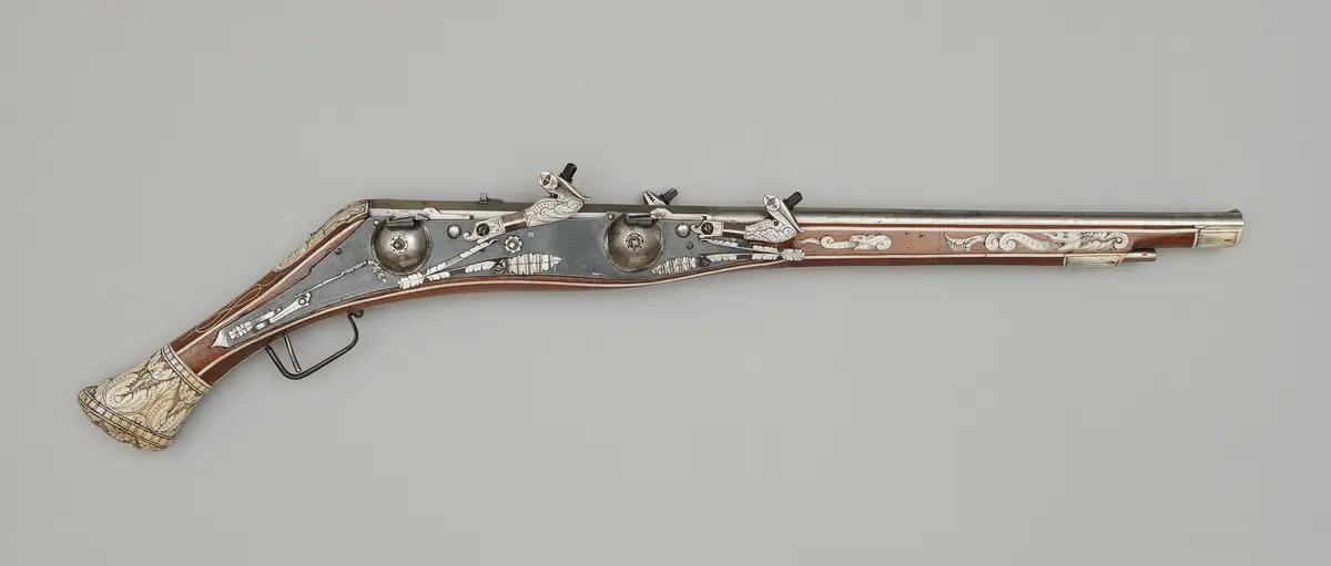 Lange Pistole mit drei Radschlössern (Faustrohr)