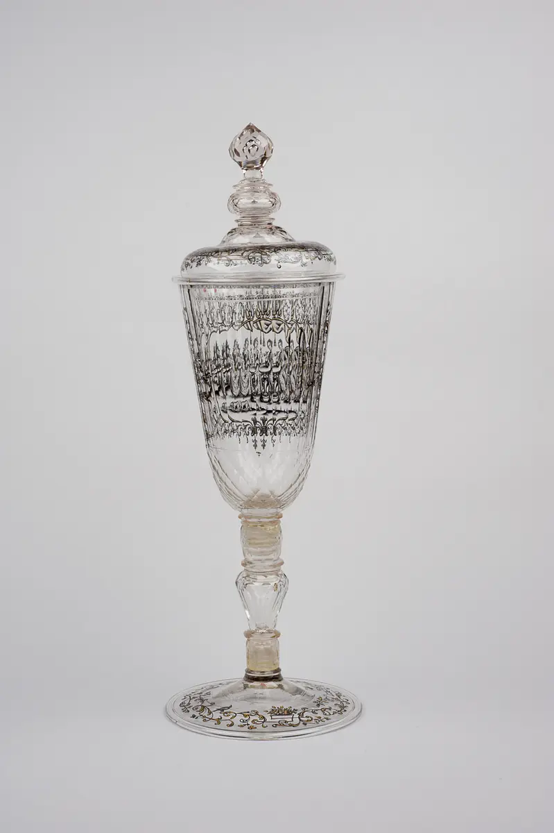Schraubpokal mit höfischer Szene