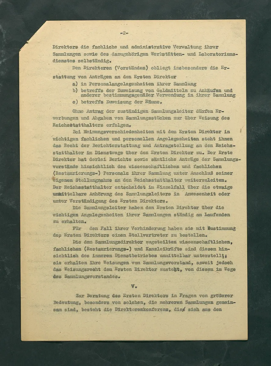 Dienstvorschrift für das Kunsthistorische Museum in Wien