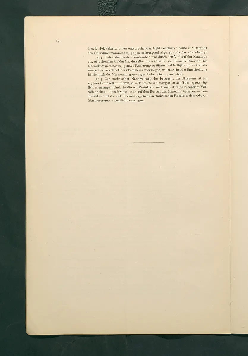 Bestimmungen für den Dienstbetrieb in den kunsthistorischen Sammlungen des Allerhöchsten Kaiserhauses