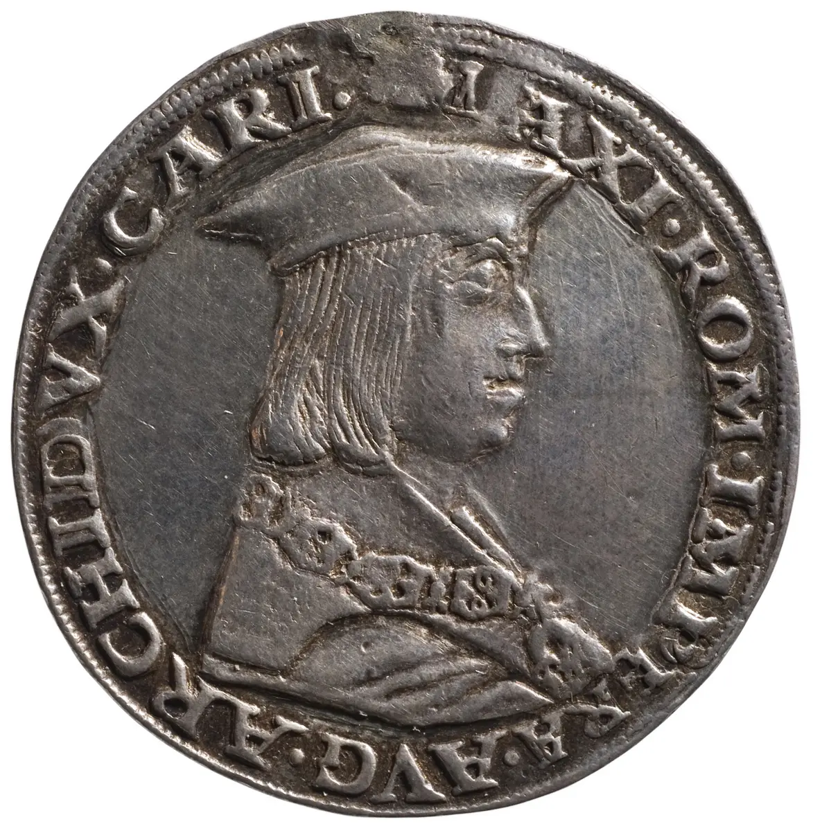 Maximilian I., Halbguldiner, Barett