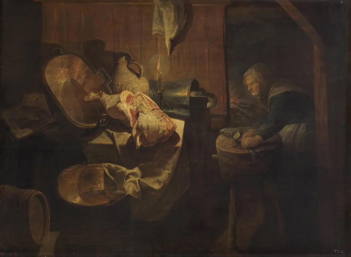 Alte Frau in der Speisekammer