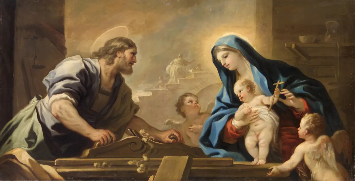 Heilige Familie mit Joseph an der Hobelbank