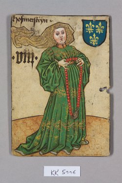 Spielkarte, Frankreich, Hofmeisterin (Acht), aus dem sog. Hofämterspiel