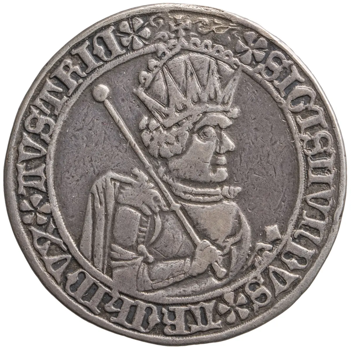 Ehg. Sigismund, Guldiner, geharnischtes Brustbild, Turnierreiter