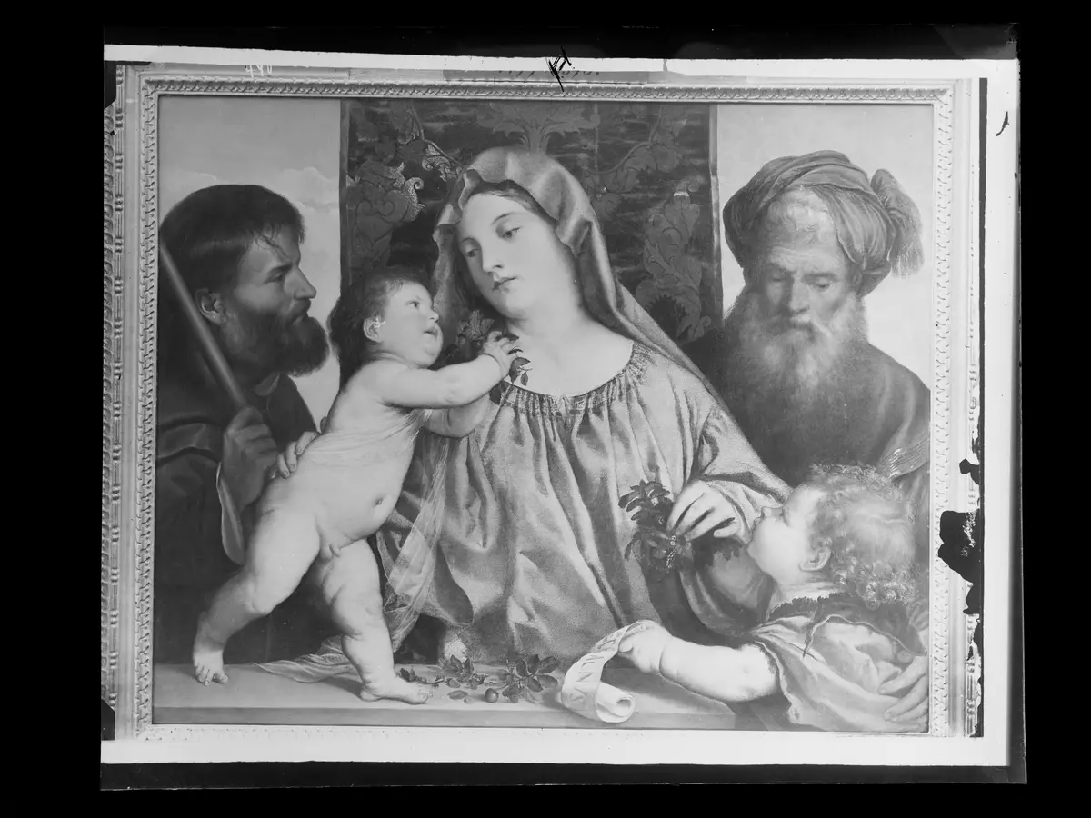 Kirschenmadonna (Links hl. Joseph, rechts Johannesknabe und hl. Zacharias)