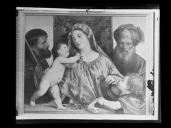 Kirschenmadonna (Links hl. Joseph, rechts Johannesknabe und hl. Zacharias)
