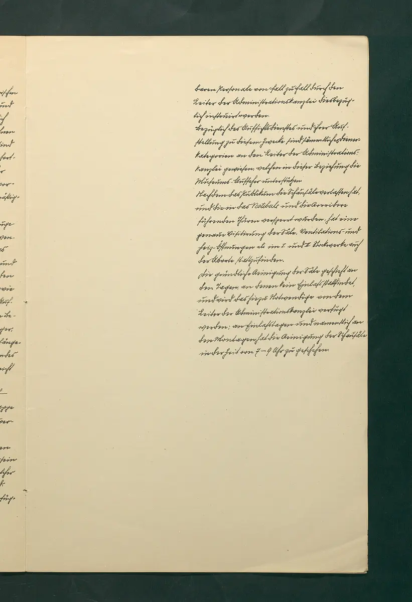 handschriftliche Dienstordnung für Museumsaufseher